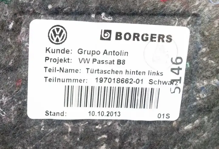 Volkswagen PASSAT B8 (2015 - ) 3G9867211AC Обшивка задней двери — фото 10