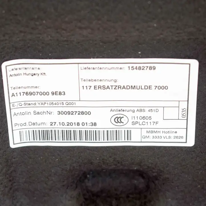 Mercedes-Benz CLA C117,X117,W117 (2013 - 2019) A1176907000 Пол багажника — фото 6