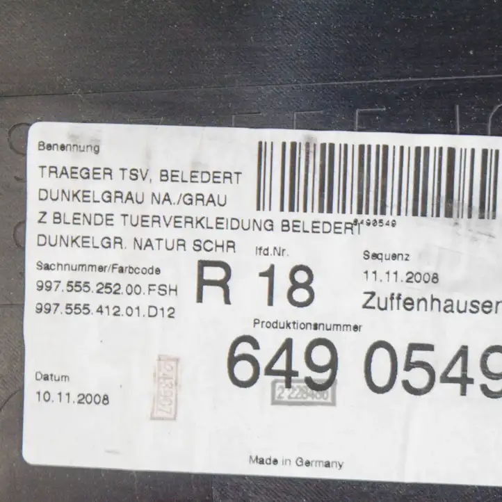 Porsche 997 (2004 - 2012) 99755525200 Обшивка передней двери — фото 3