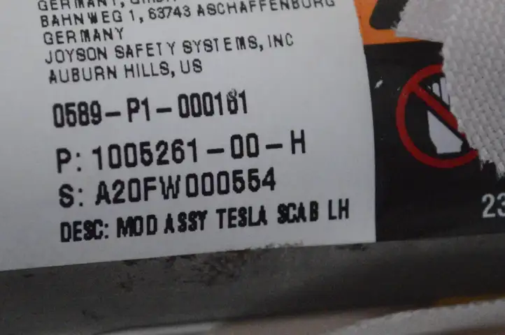 Tesla Model S (2016 - 2021) 100526100H Боковая подушка безопасности шторка — фото 5