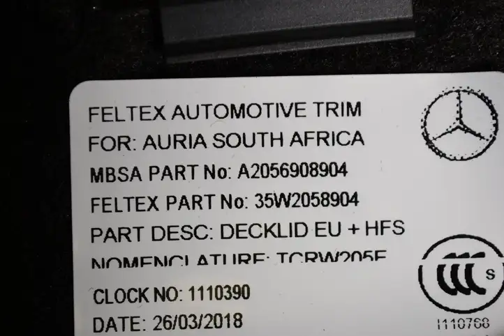 Mercedes-Benz C W205 (2014 - 2021) A2056908904 Обшивка багажника — фото 6