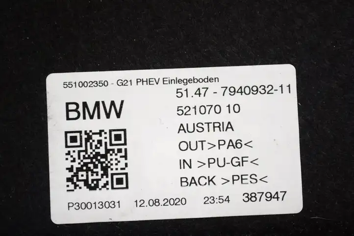 BMW 3 G20 G21 (2019 - ) 51477940932 Пол багажника — фото 5