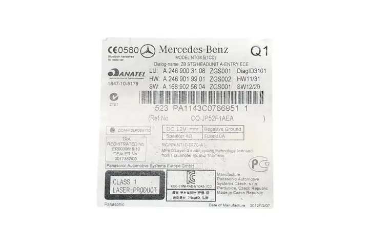 Mercedes-Benz B-class W246 (2011 - 2014) A2469003108 Магнитола / мультимедийная система — фото 2