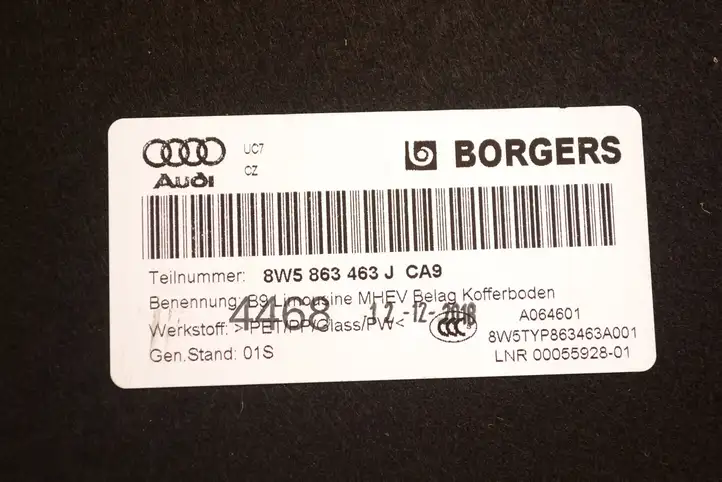 Audi A4 S4 B9 8W (2019 - ) 8W5863463J Пол багажника — фото 5