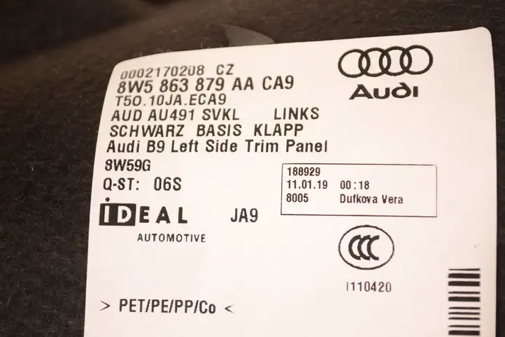 Audi A4 S4 B9 8W (2019 - ) 8W5863879AA Боковая обшивка багажника — фото 5