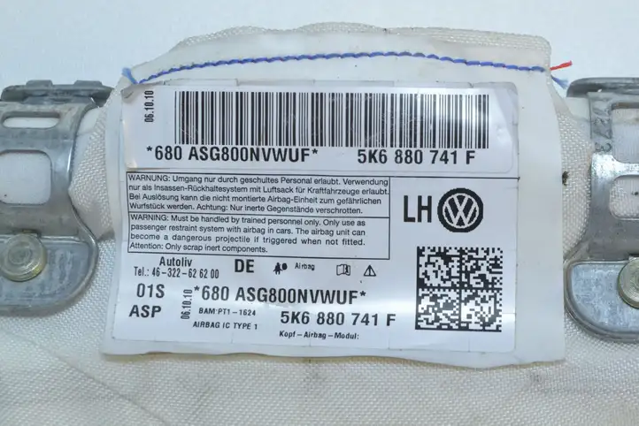 Volkswagen Golf VI (2009 - 2013) 5K6880741F Боковая подушка безопасности шторка — фото 5