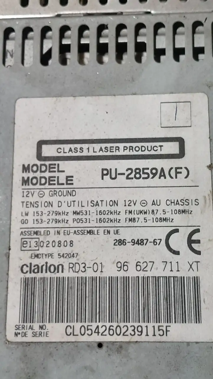 Citroen Xsara Picasso (1999 - 2012)  PU2859A Радио/ проигрыватель CD/DVD / навигация