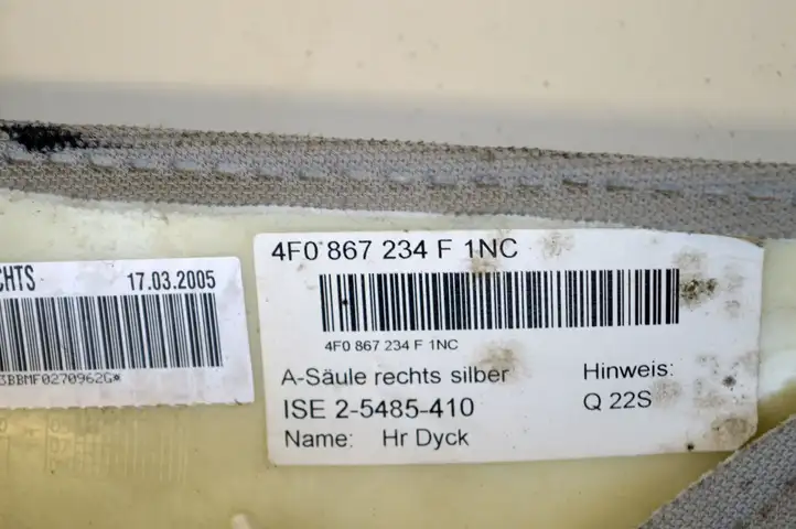 Audi A6 S6 C6 4F (2004 - 2008) 4F0867234F Обшивка стойки A — фото 3