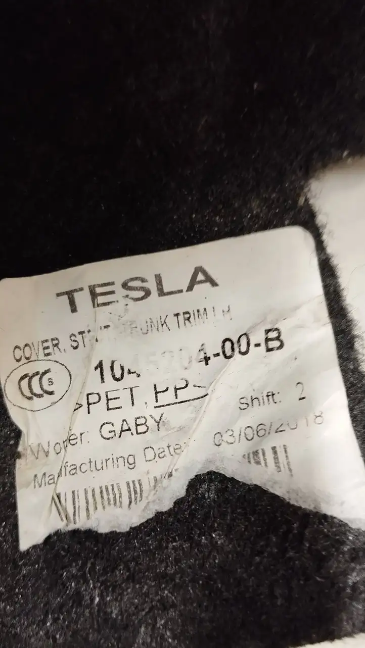 Tesla Model S (2016 - 2021) 104520400b Коврик багажника — фото 3