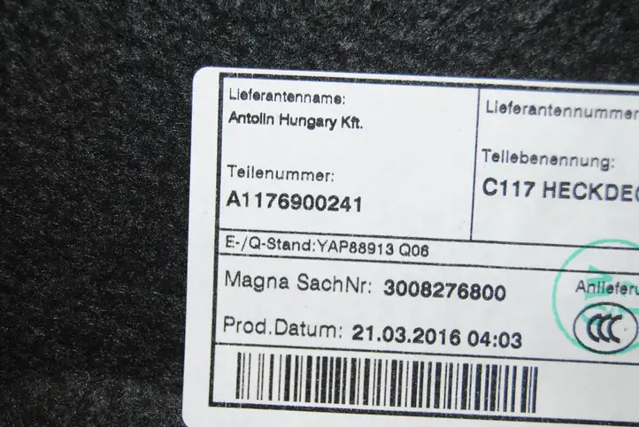 Mercedes-Benz CLA C117,X117,W117 (2013 - 2019) A1176900241 Обшивка багажника — фото 6