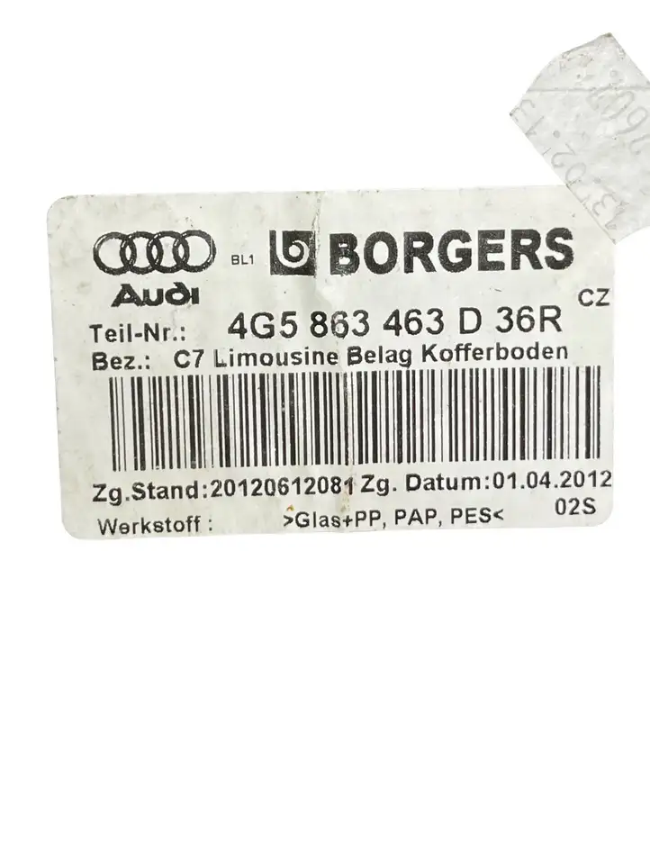 Audi A6 C7 (2011 - 2014) 4G5863463D Коврик багажника — фото 3