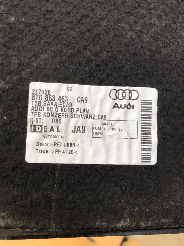 Audi A4 S4 B8 8K (2007 - 2011) 8T0863463 Коврик багажника — фото 3