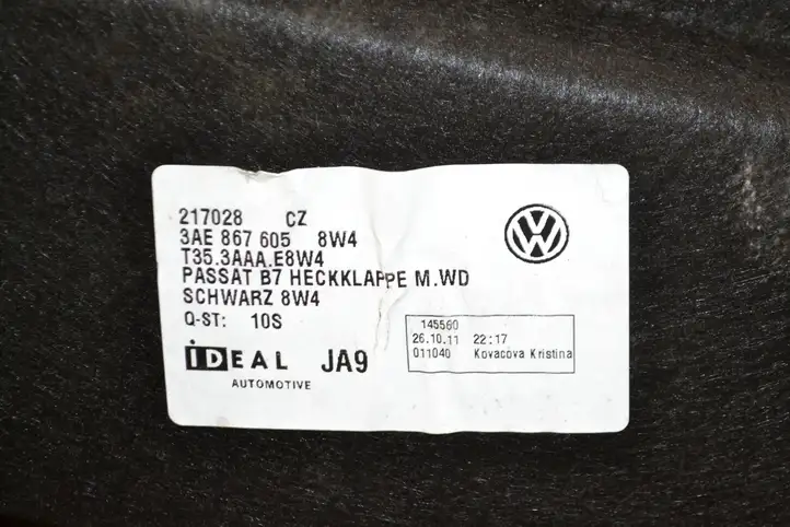 Volkswagen PASSAT B7 (2011 - 2014) 3AE867605 Обшивка багажника — фото 3