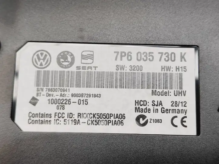 Seat Alhambra (Mk2) (2010 - 2017) 7P6035730K Bluetooth модуль — фото 4