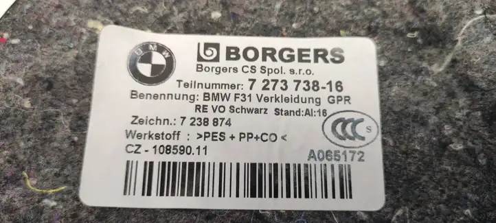 BMW 3 F30 F35 F31 (2012 - 2018) 7273738 Прочая отделка багажника — фото 4