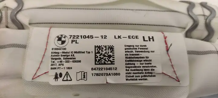 BMW 3 F30 F35 F31 (2012 - 2018) 7221045 Боковая подушка безопасности шторка — фото 3