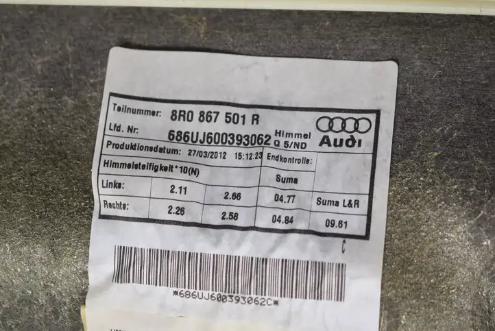 Audi Q5 SQ5 (2008 - 2012) 8R0867501R Потолочная обшивка — фото 5