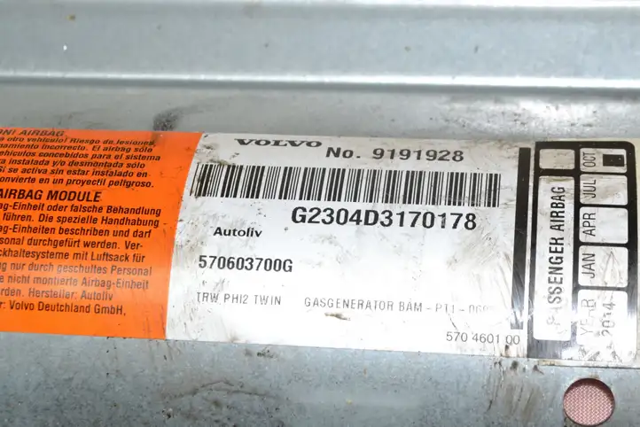 Volvo V70 (2000 - 2004) 570603700G Подушка безопасности пассажира — фото 5
