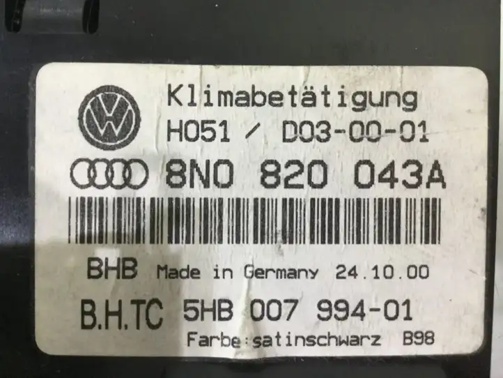 Audi TT Mk1 (1998 - 2003) 8N0820043A Блок управления кондиционером — фото 2