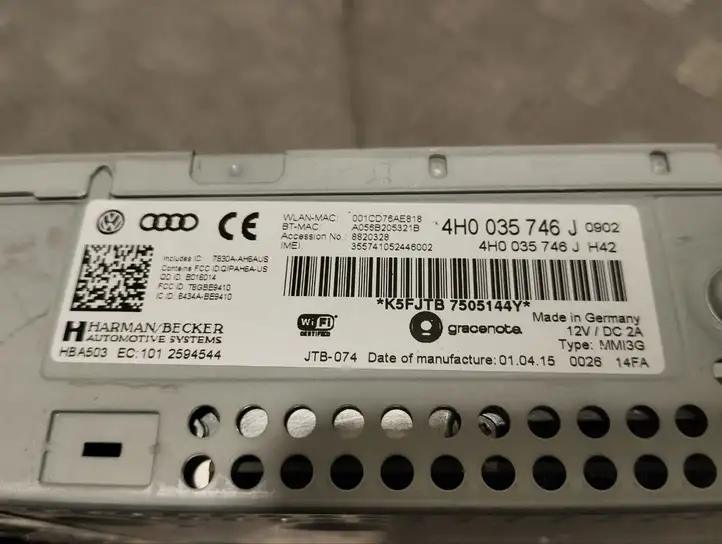 Audi A8 S8 D4 4H (2013 - 2017) 4H0035746J Магнитола / мультимедийная система — фото 5