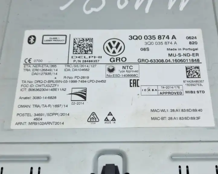 Volkswagen Golf VII (2013 - 2019) 3Q0035874A Магнитола / мультимедийная система — фото 6