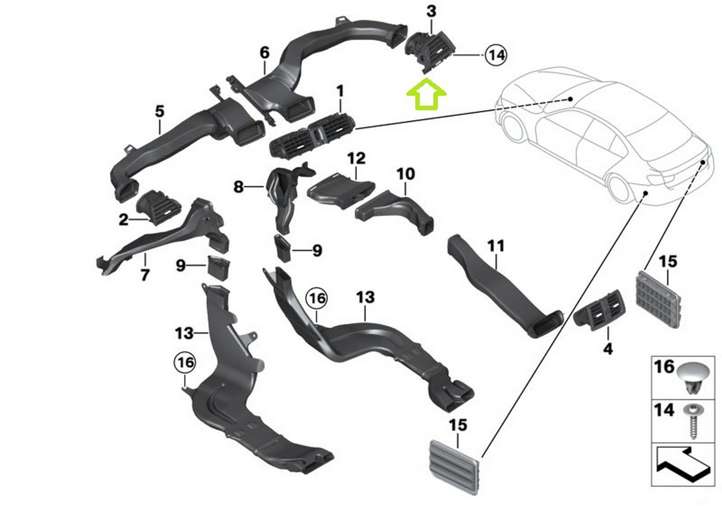 BMW 3 F30 F35 F31 (2012 - 2018)  9231995 Боковая воздушный дефлектор