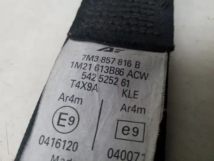 Volkswagen Sharan (2003 - 2010) 7M3857816B Задний ремень безопасности — фото 4