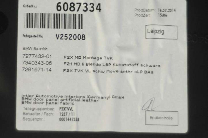 BMW 1 F20 F21 (2011 - 2019)  7281671 Обшивка передней двери
