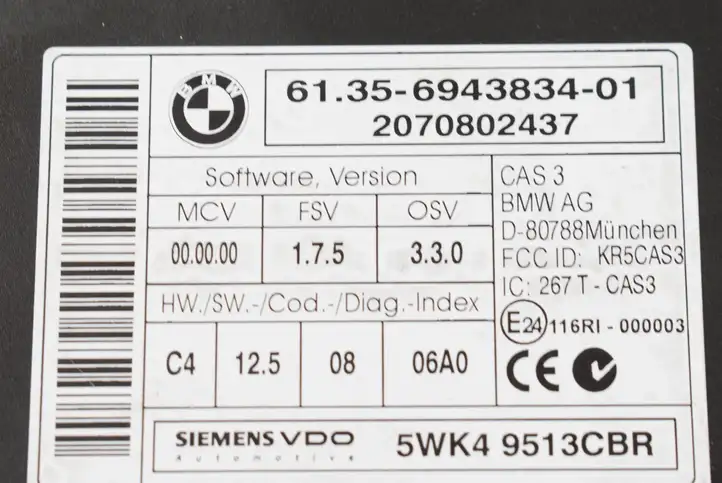 BMW 3 E92 E93 (2005 - 2014) 6943834 Блок управления CAS — фото 5