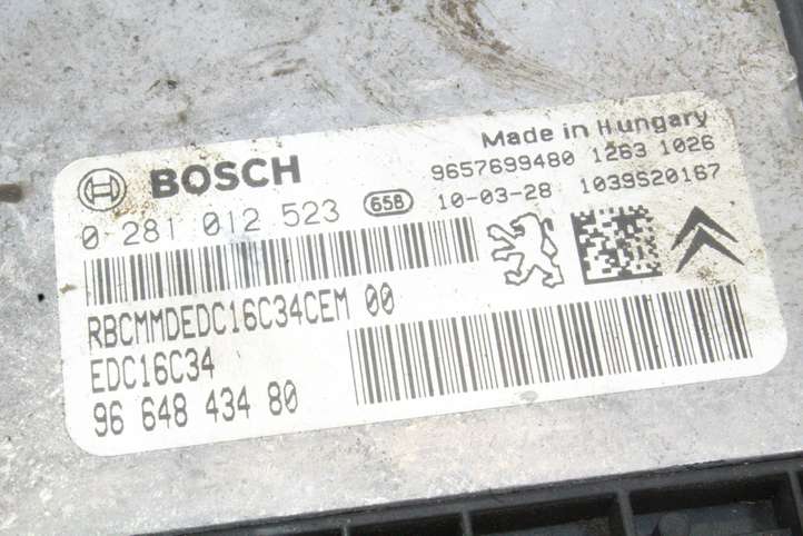 Peugeot 207 CC (2007 - 2014)  0281012523 Блок управления двигателя
