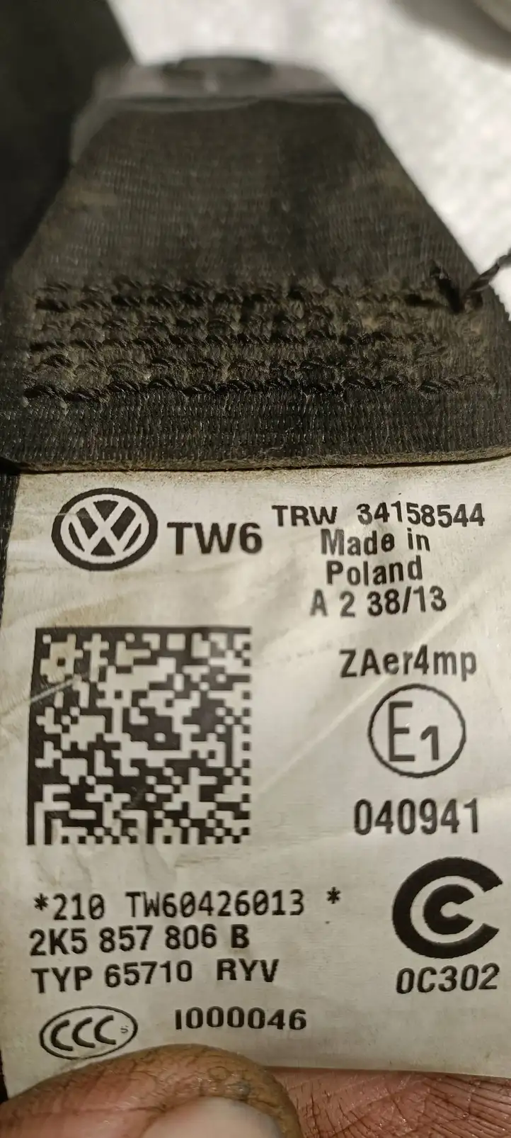 Volkswagen Caddy (2010 - 2015) 2k5857806B Передний ремень безопасности — фото 5