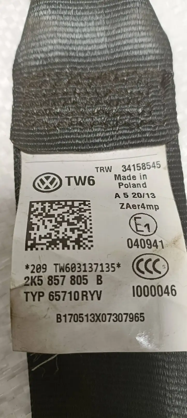 Volkswagen Caddy (2004 - 2010) 2K5857805B Передний ремень безопасности — фото 4