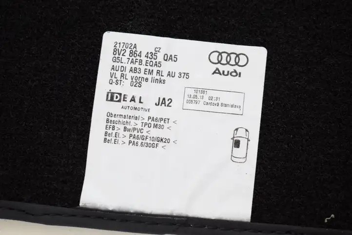 Audi A3/S3 8V (2012 - 2016) 8V2864435 Комплект автомобильных ковриков — фото 3