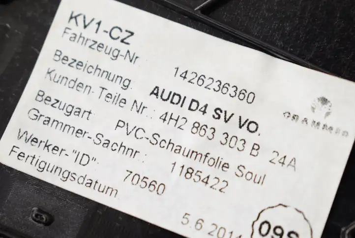 Audi A8 S8 D4 4H (2013 - 2017) 4H2863303B Другая деталь консоли (туннеля) — фото 5