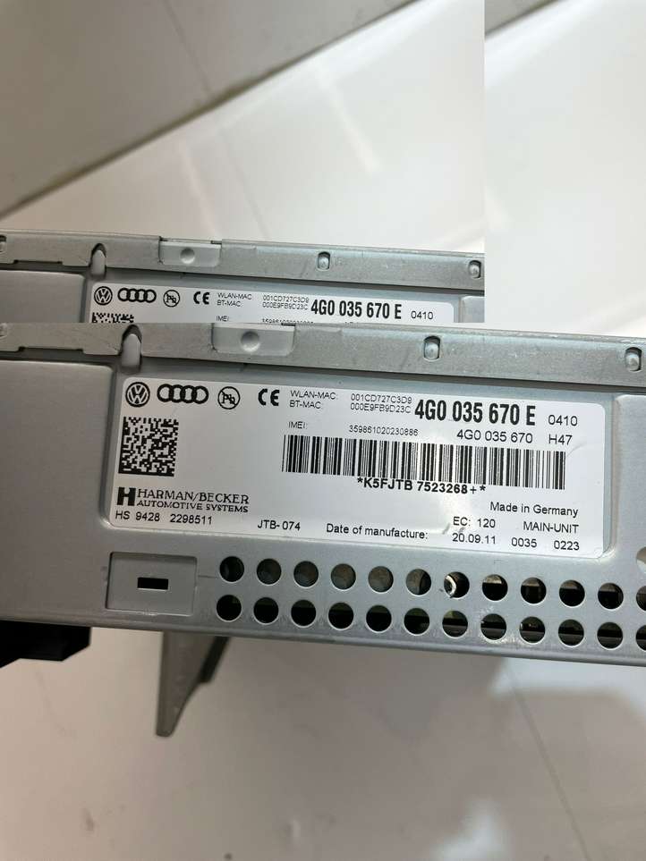 Audi A6 (2011 - 2014)  4G0035670E Радио/ проигрыватель CD/DVD / навигация