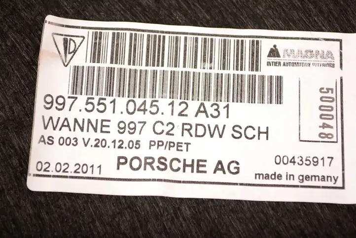 Porsche 997 (2004 - 2012) 99755104512 Пол багажника — фото 6