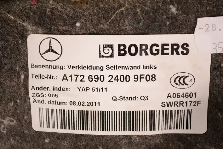 Mercedes-Benz SLC R172 (2016 - ) A1726902400 Боковая обшивка багажника — фото 5