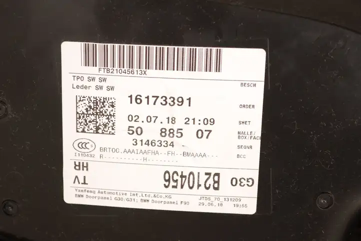 BMW 5 G30 G31 (2016 - ) Обшивка задней двери — фото 5