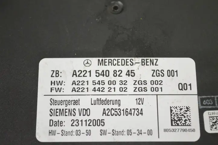 Mercedes-Benz S W221 (2005 - 2013) A2215408245 Блок управления пневмоподвеской — фото 5