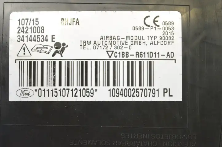 Ford Fiesta (2013 - 2017) C1BBR611D11AD Подушка безопасности сиденья — фото 6