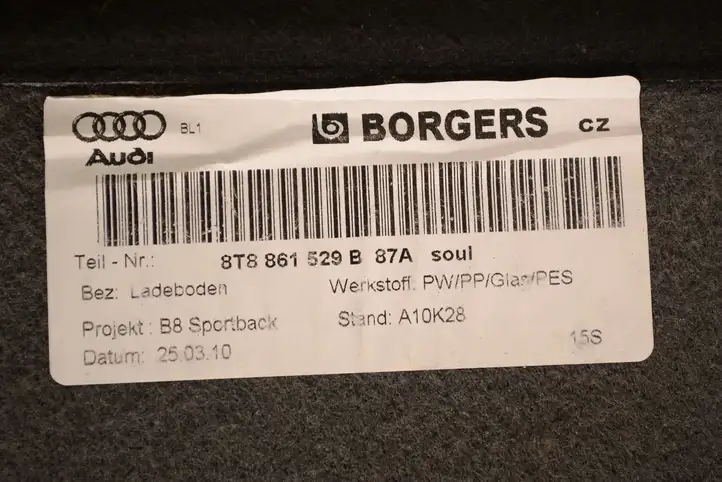 Audi A5 8T 8F (2011 - 2016) 8T8861529B Пол багажника — фото 5