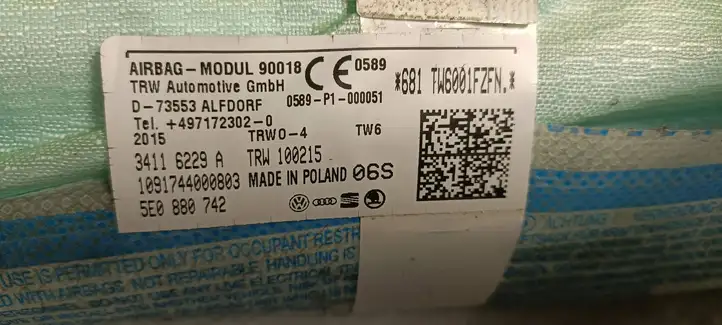 Skoda Octavia Mk3 (5E) (2013 - 2019) 5E0880742 Боковая подушка безопасности шторка — фото 3