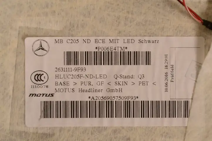 Mercedes-Benz C W205 (2014 - 2021) A20569057509 Потолочная обшивка — фото 3
