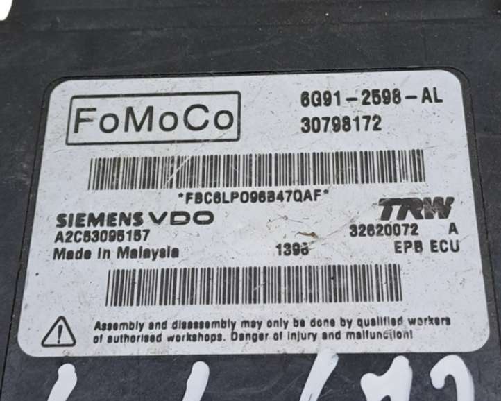 Volvo S80 (2006 - 2009)  6G912598AL Модуль управления ручным тормозом