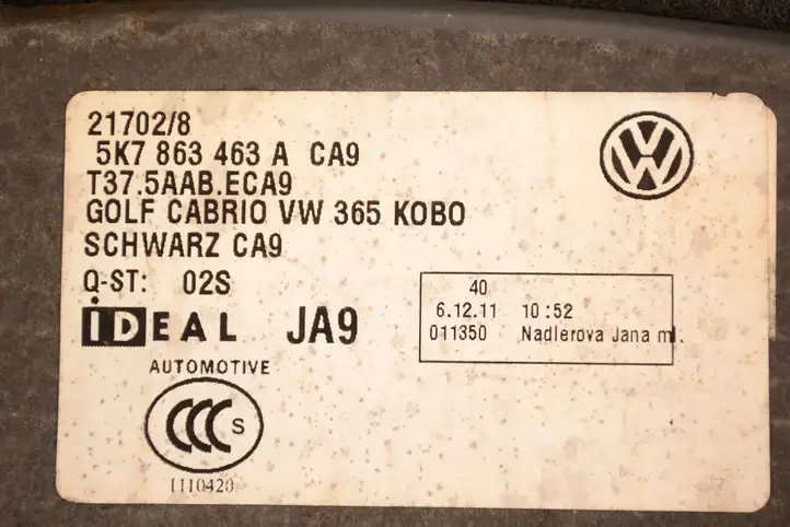Volkswagen Golf VI (2009 - 2013) 5K7863463A Пол багажника — фото 5