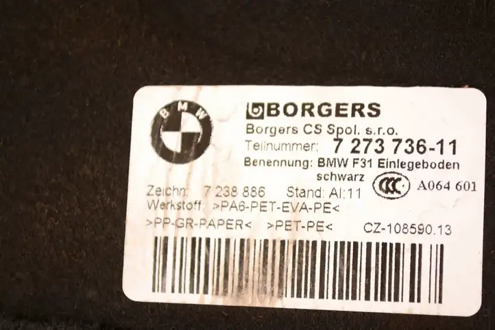 BMW 3 F30 F35 F31 (2012 - 2018) 7273736 Пол багажника — фото 7