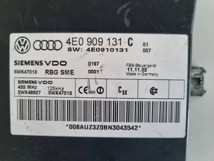 Audi A8 S8 D3 4E (2005 - 2007) 4E0909131C Блок бесключевого доступа — фото 5