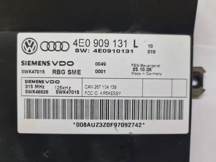 Audi A8 S8 D3 4E (2005 - 2007) 4E0909131L Блок бесключевого доступа — фото 5