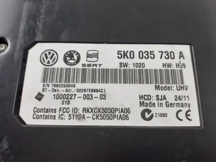 Volkswagen Touareg I (2002 - 2010) 5K0035730A Bluetooth модуль — фото 3
