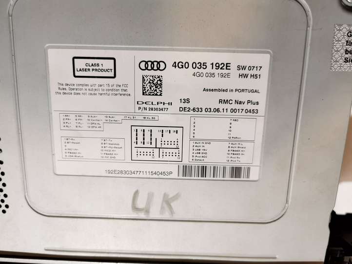 Audi A7 (2010 - 2014)  4G0035192E Радио/ проигрыватель CD/DVD / навигация